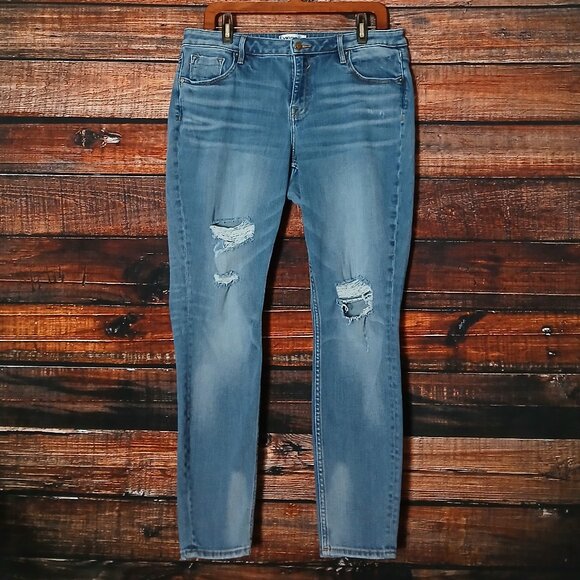 Vigoss Jeans Size 14 Jagger Skinny Distressed Blue Denim Stretch Mid Rise - Picture 2 of 10